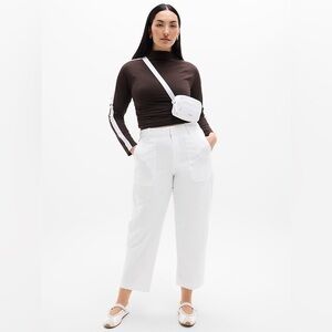 💜💕 Athleta Skyline High Rise Barrel Leg Pant White Size 14 Minimalist Athleisure